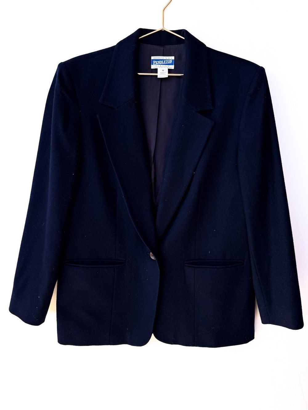 Pendleton 100% Virgin Wool Navy Blue Single Breasted Blazer Size 10